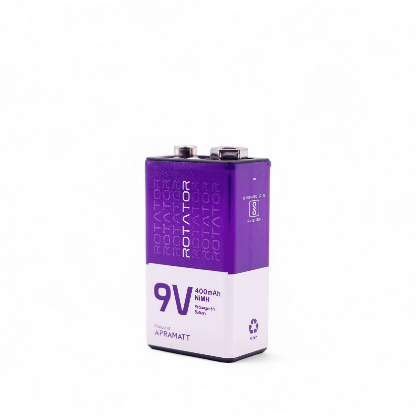 Rotator (9V400 1PL) Pack of 1, 9V Ni-Mh 400mAh Capacity Pre-Charged Rechargeable Battery