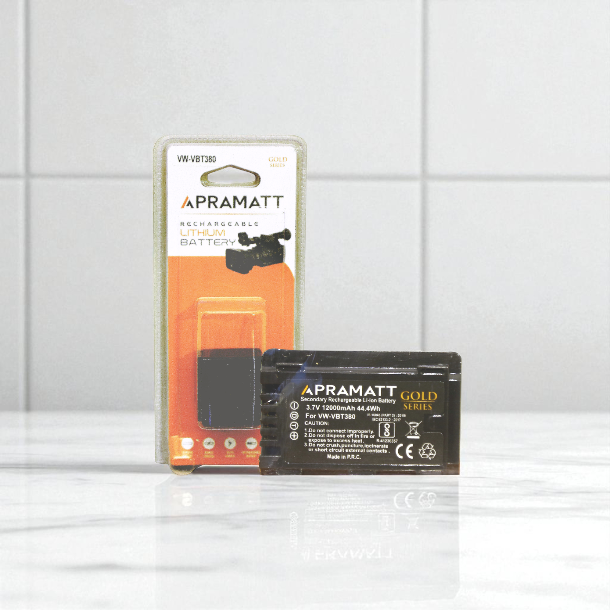 APRAMATT DC VBT 380 Full Decoded Gold Panasonic Camera Battery (12000 mAh)