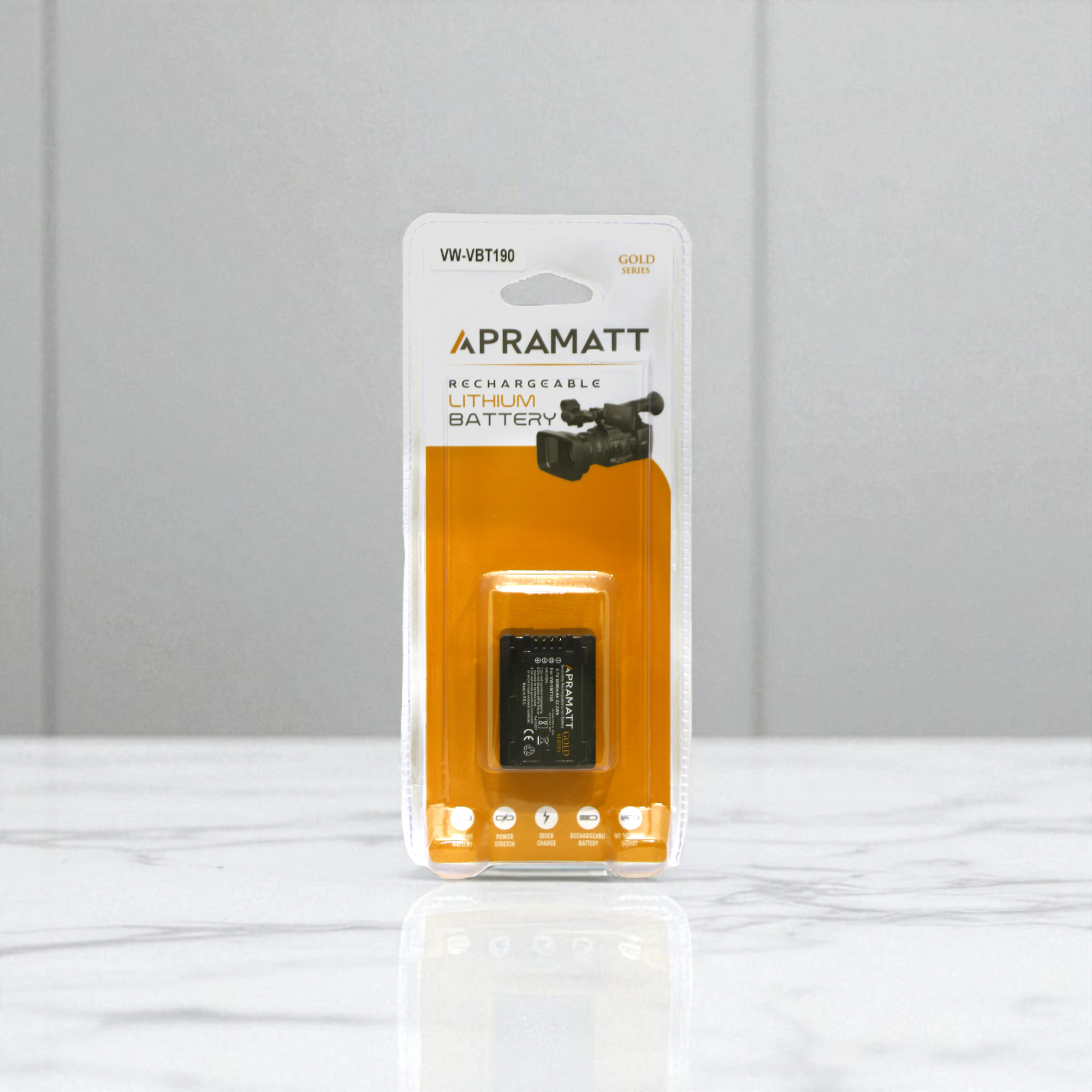 APRAMATT DC VBT 190 Full Decoded Gold Panasonic Camera Battery (6000 mAh)