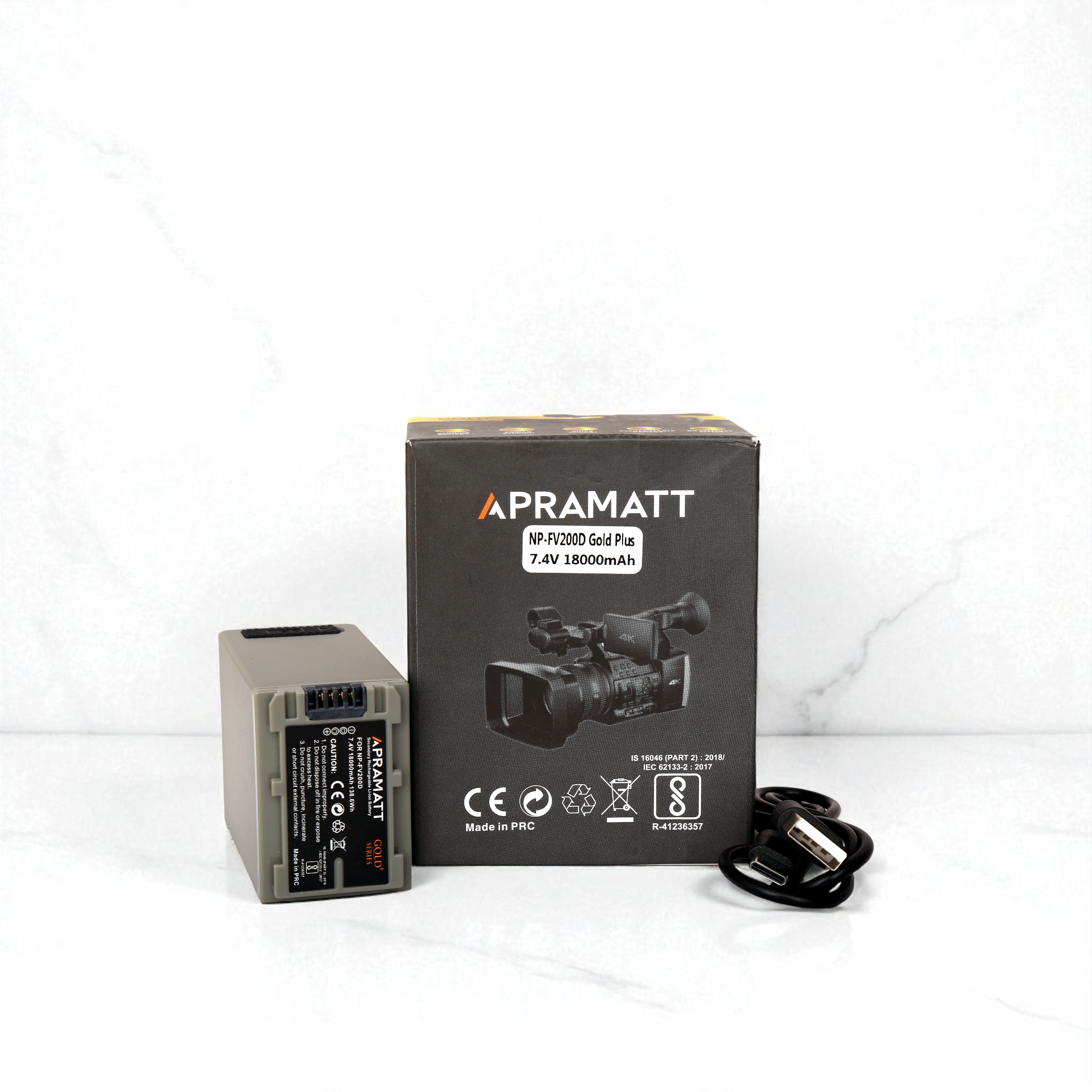 APRAMATT DC FV200D Gold Plus With Indicatore type-C Input and USB output Sony Camera Battery (18000 mAh)