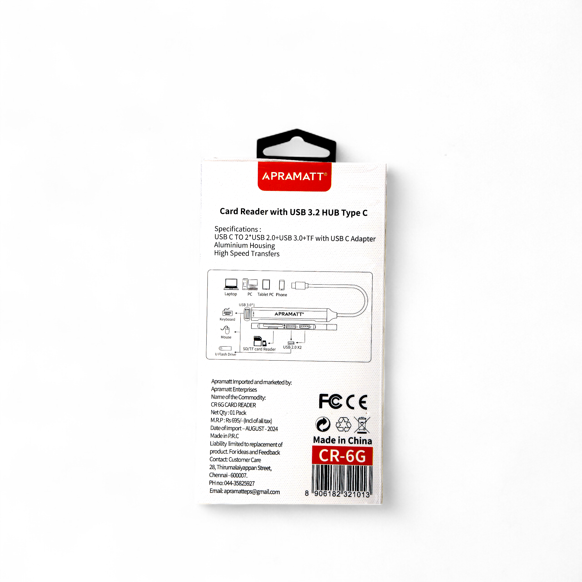 CR 6G + Adapter (5 in 1 USB C to USB3.0+USB2.0*2+SD+Micro SD)