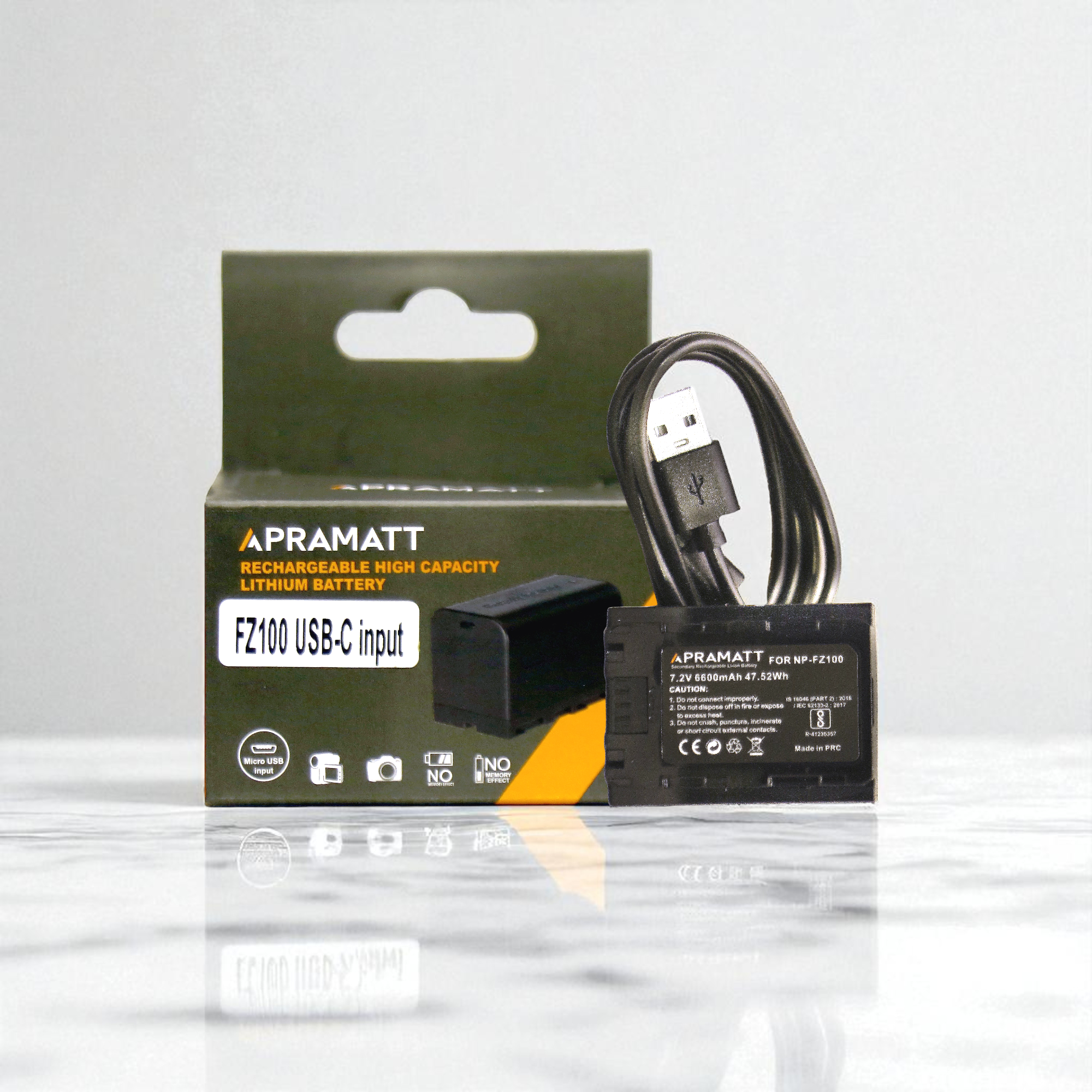APRAMATT DC FZ100 Sony Camera Battery With USB-C input (6600 mAh) Compatible with a9 II Alpha, a9 Alpha, a7R IV Alpha, a7R III Alpha, a7 III Alpha, a6600