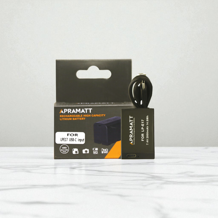 Apramatt DC LP-E17 Canon Camera Battery with USB-C Input 2000mAh Compatible with EOS 200D 250D 750D 800D 77D RP R8 R10 R50 R100 SL2 SL3 T6i T7i T8i