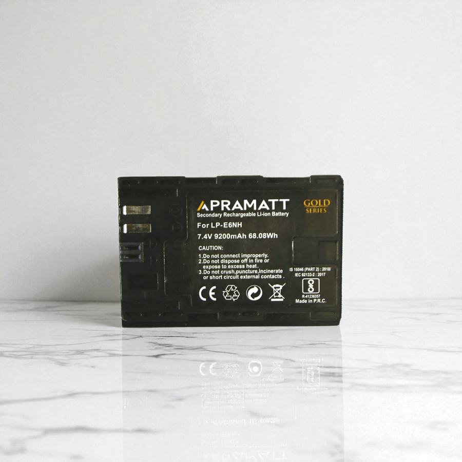 Apramatt DC LP-E6 Gold Canon Camera Battery 9200mAh Compatible with EOS 5D Mark II III IV 6D 6D II 7D 7D II 60D 70D 80D 90D R5 R5 II R6 R6 II R7