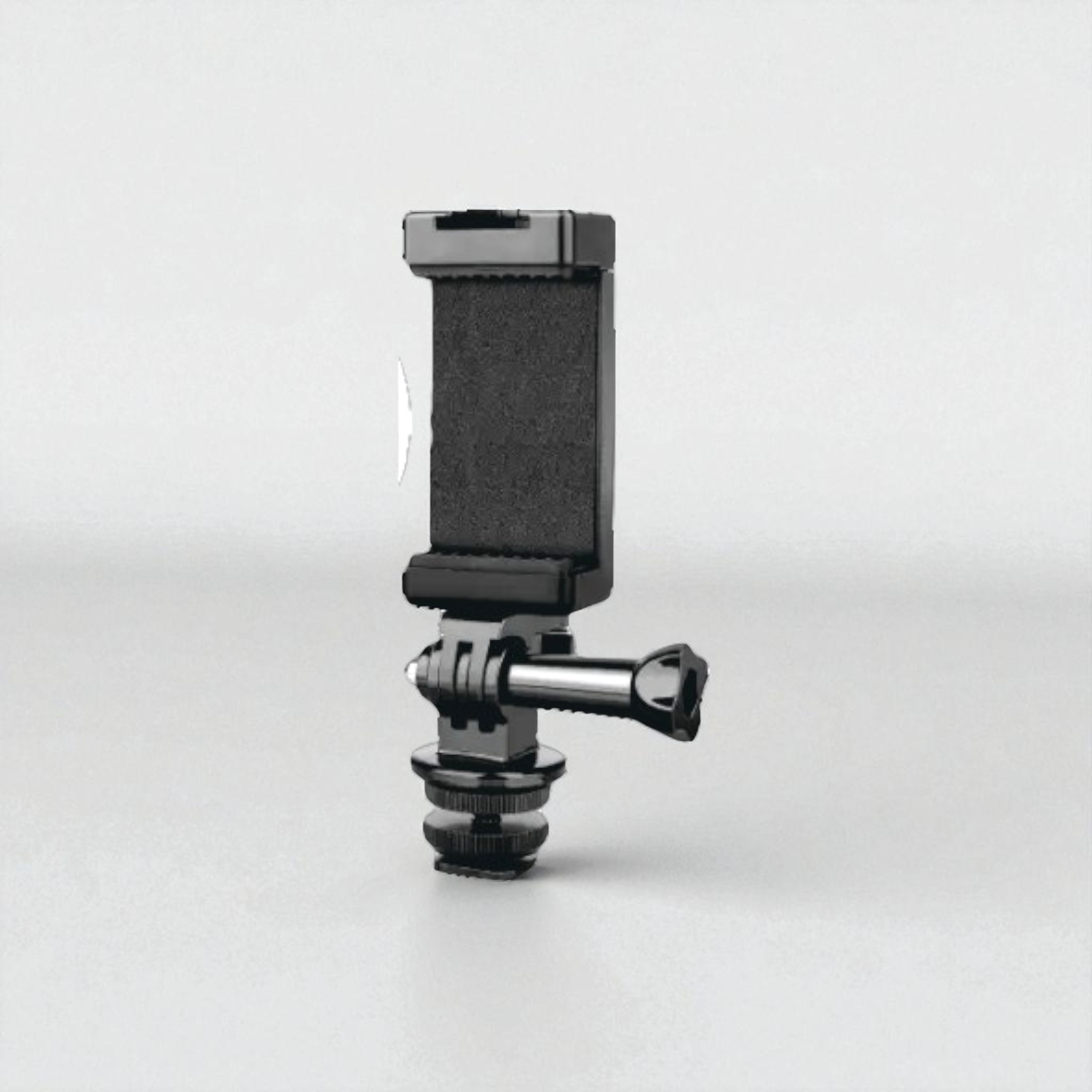 Phone holder with hot shoe on top
