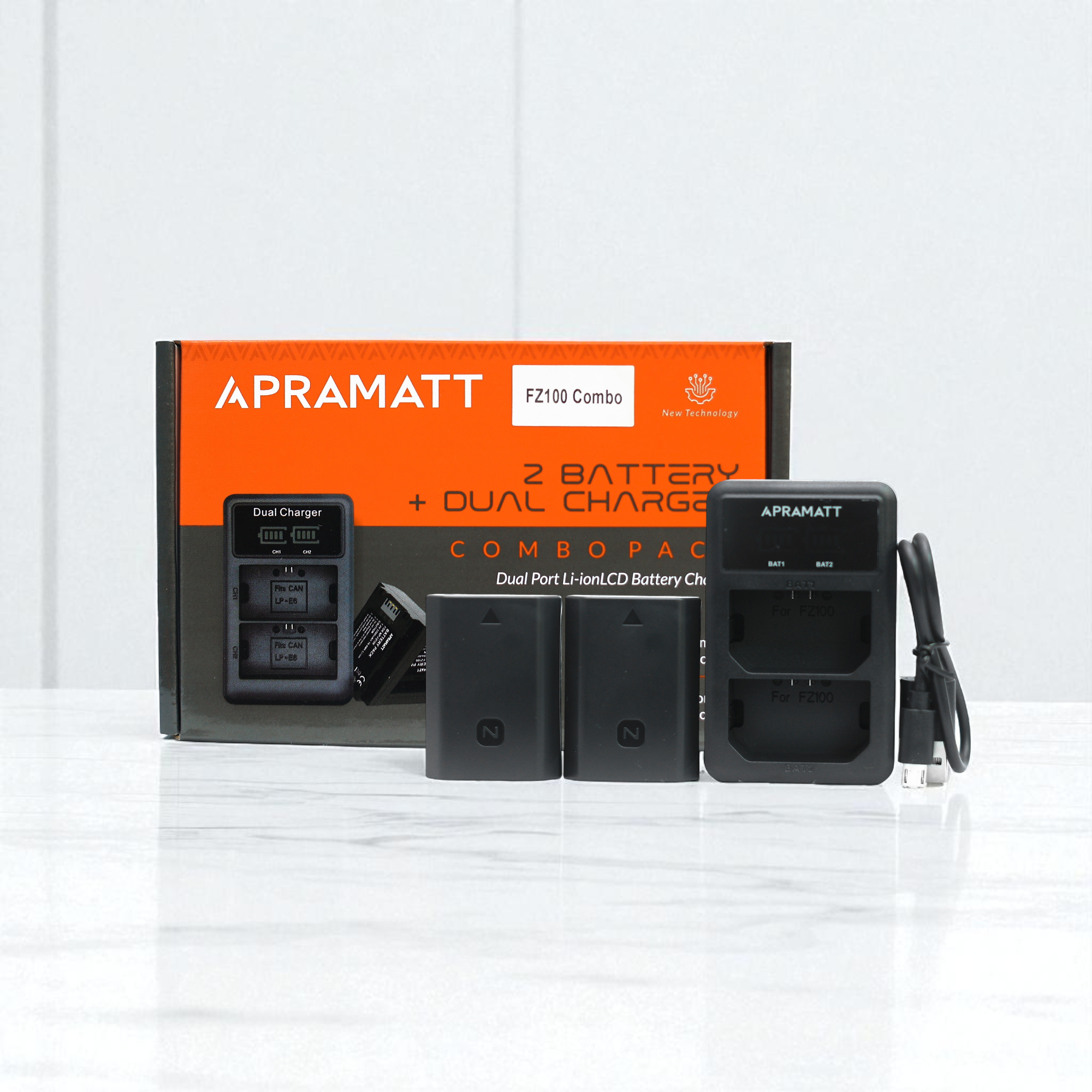 APRAMATT DC FZ100 Combo (2 Battery 6600 mAh + Dual Charger) Compatible with Sony A7 iii, A7 iv, A7RIII, A7RIV, A7C, A7Cii, FX30, A6700, A6600, A9, A1, ZV-E1, ZV-E10 II