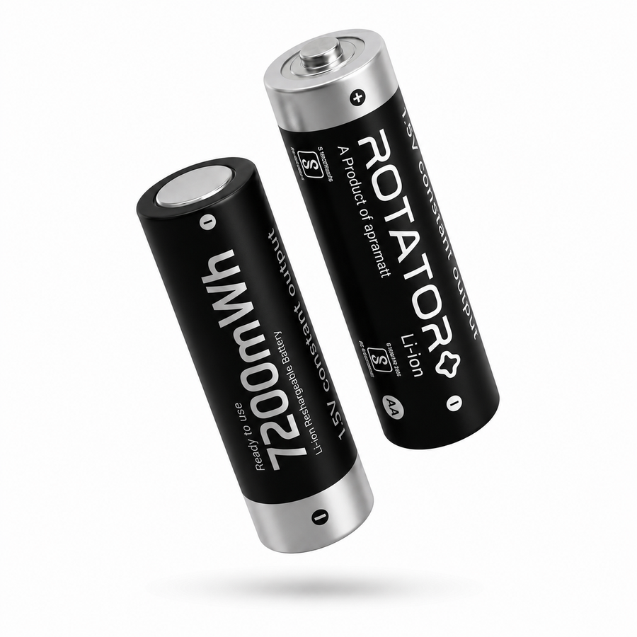 Rotator (AA7200 4PL) Pack of 4, AA Li-ion 7200mWh Capacity Rechargeable Battery