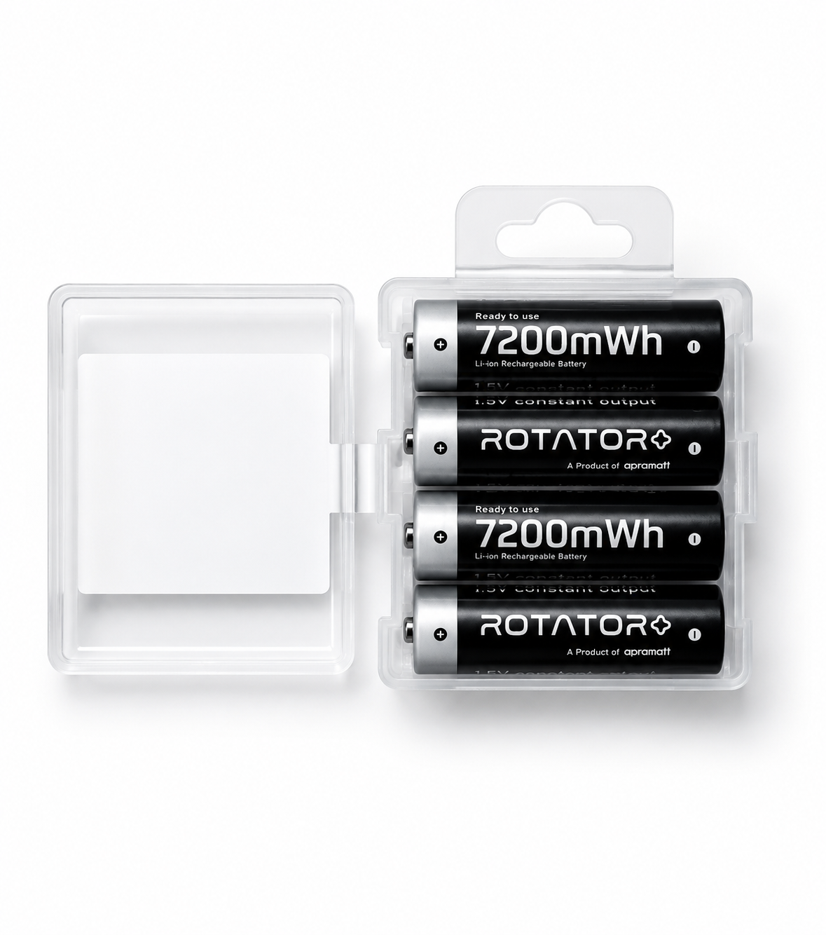 Rotator (AA7200 4PL) Pack of 4, AA Li-ion 7200mWh Capacity Rechargeable Battery