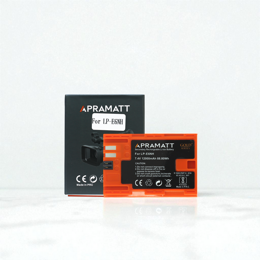 Apramatt DC LP-E6 Gold Plus Canon Camera Battery 12000mAh Compatible with EOS 5D Mark II III IV 6D 7D 80D 90D R5 R5 II R6 R6 II R7