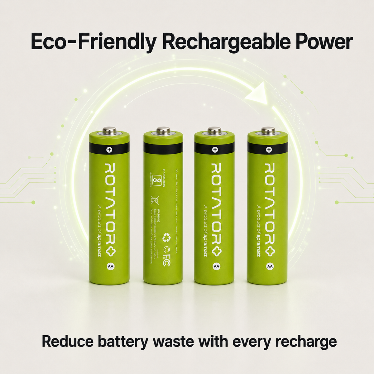 Rotator (AA1000 4PL) Pack of 4, AA Ni-Mh 1000mAh Capacity Pre-Charged Rechargeable Battery