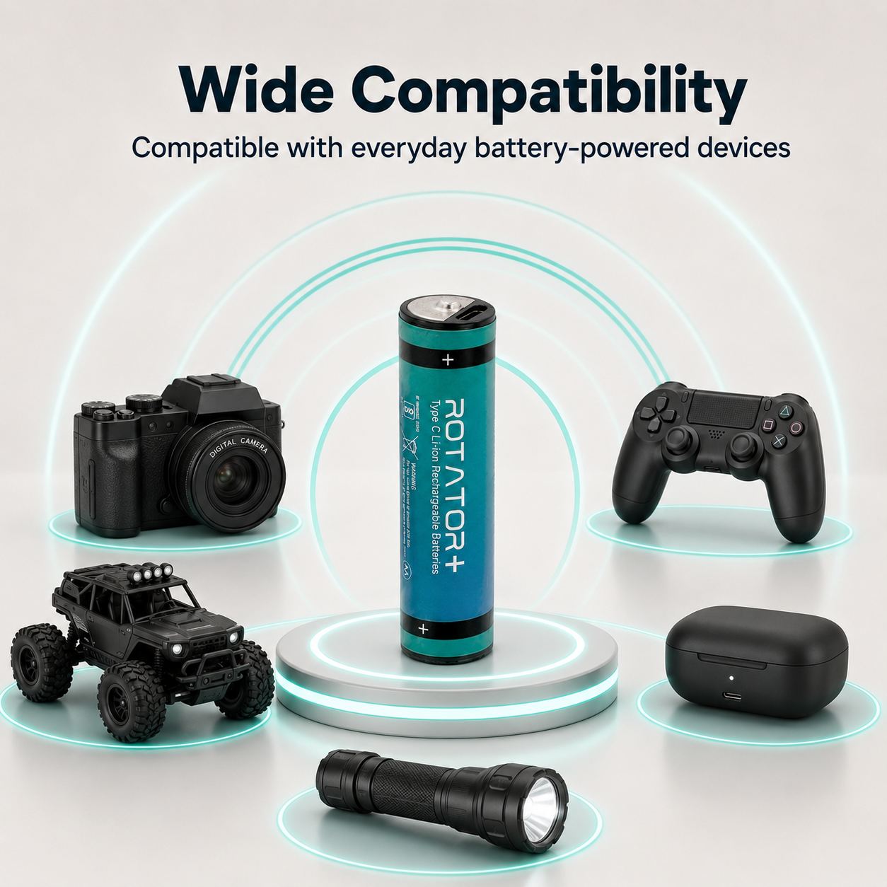Rotator (AA4200 Li-ion 4PL) Pack of 4, AA Li-ion 4200mWh Capacity Type-C Rechargeable Battery