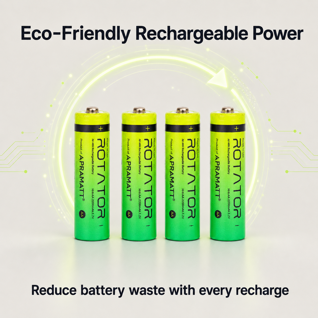 Rotator (AA4200 4PL) Pack of 4, AA Ni-Mh 4200mAh Capacity Pre-Charged Rechargeable Battery