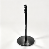 APRAMATT Aero Disc light stand in black with round weighted base and extendable column
