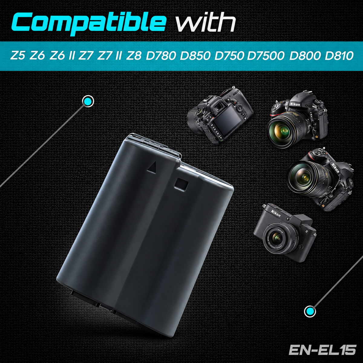 Apramatt EN-EL15C Gold Plus 12000mAh Nikon Camera Battery Compatible with Z5 Z6 Z6 II Z7 Z7 II Z8 D780 D850 D750 D7500 D800 D810