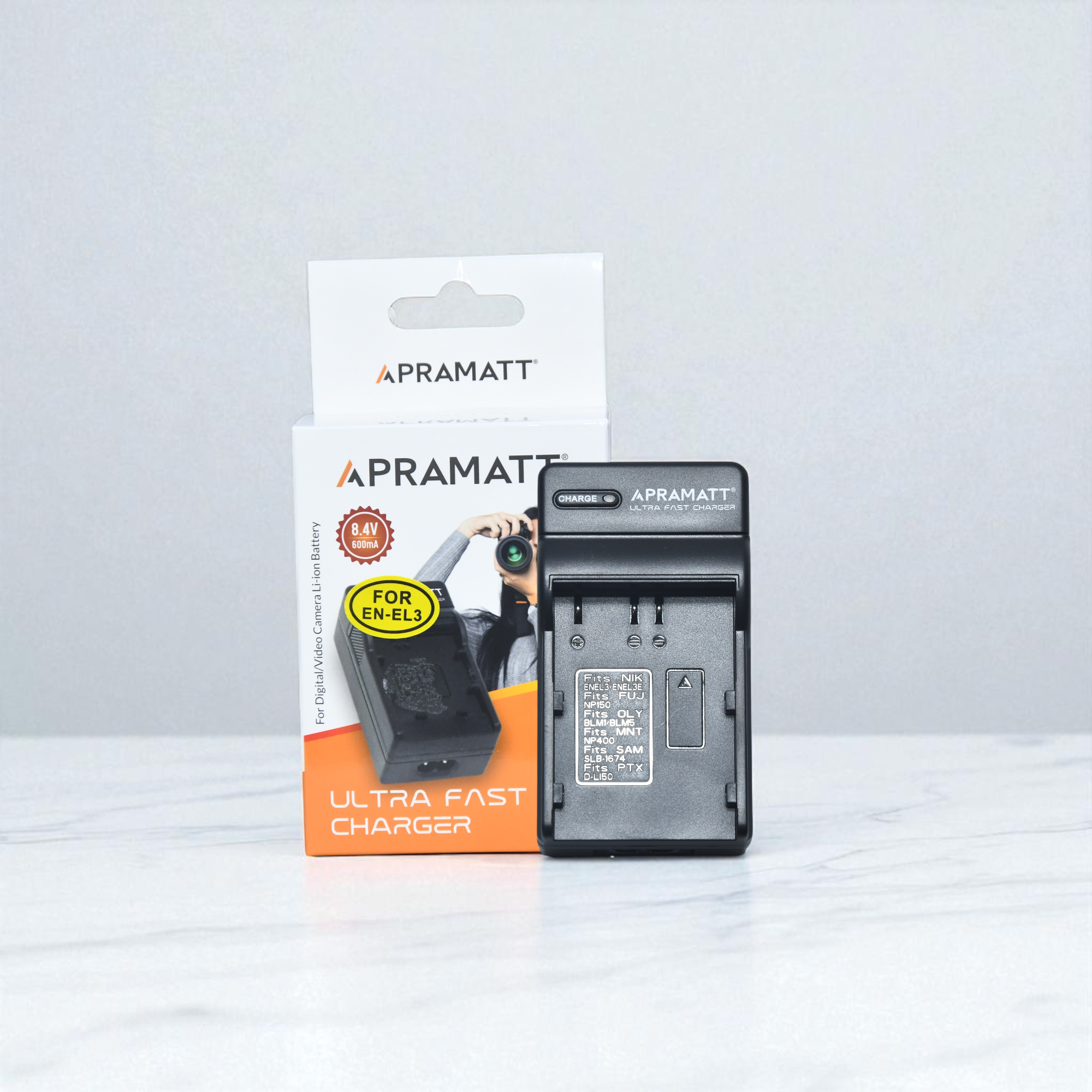 APRAMATT Ultra Fast Charger for Nikon EL3E Battery, Compatible with D100 D200 D300 D300s D50 D70 D70s D80 D90 D700 MH-18A Camera Battery Charger