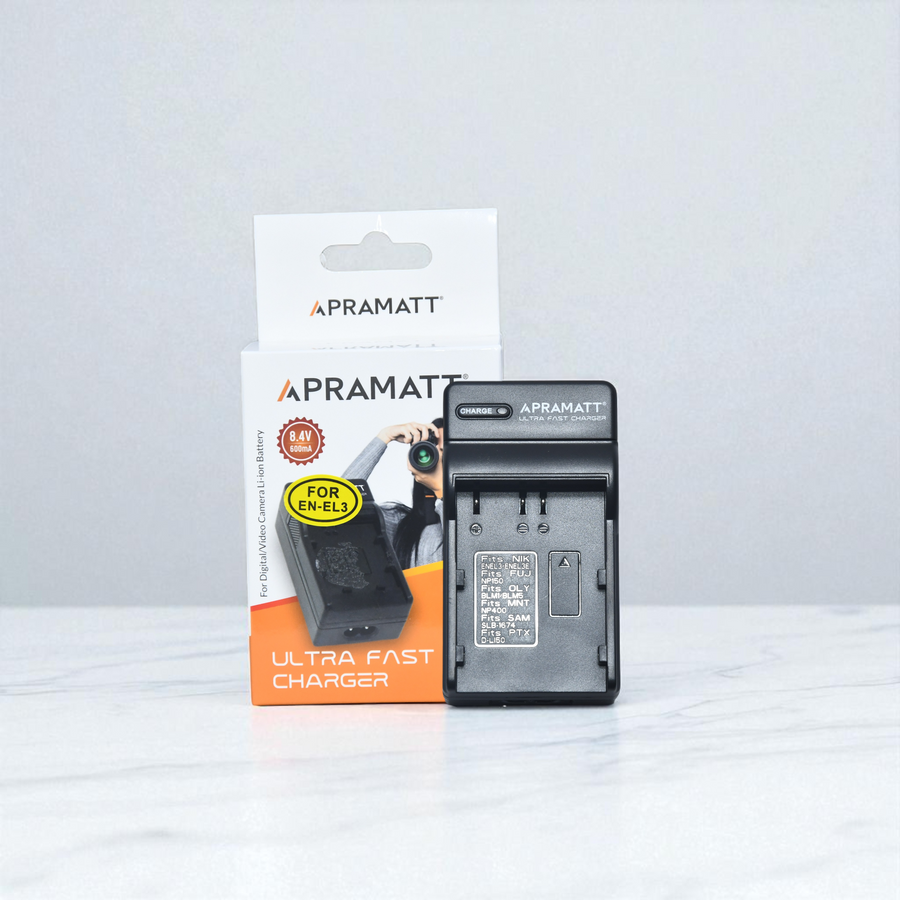 Apramatt Ultra Fast Charger for Nikon EN-EL3E Battery, Compatible with Nikon D50, D70, D70S, D80, D90, D100, D200, D300, D300S, D700