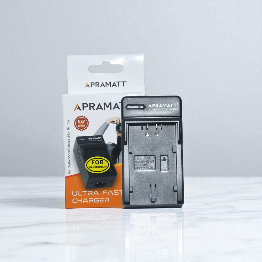 Apramatt Ultra Fast Charger for Panasonic VW-VBD58 Battery, Compatible with AG-CX350, AG-UX90/UX180, AG-DVX200, AJ-PX230, HC-MDH2, HC-X1000