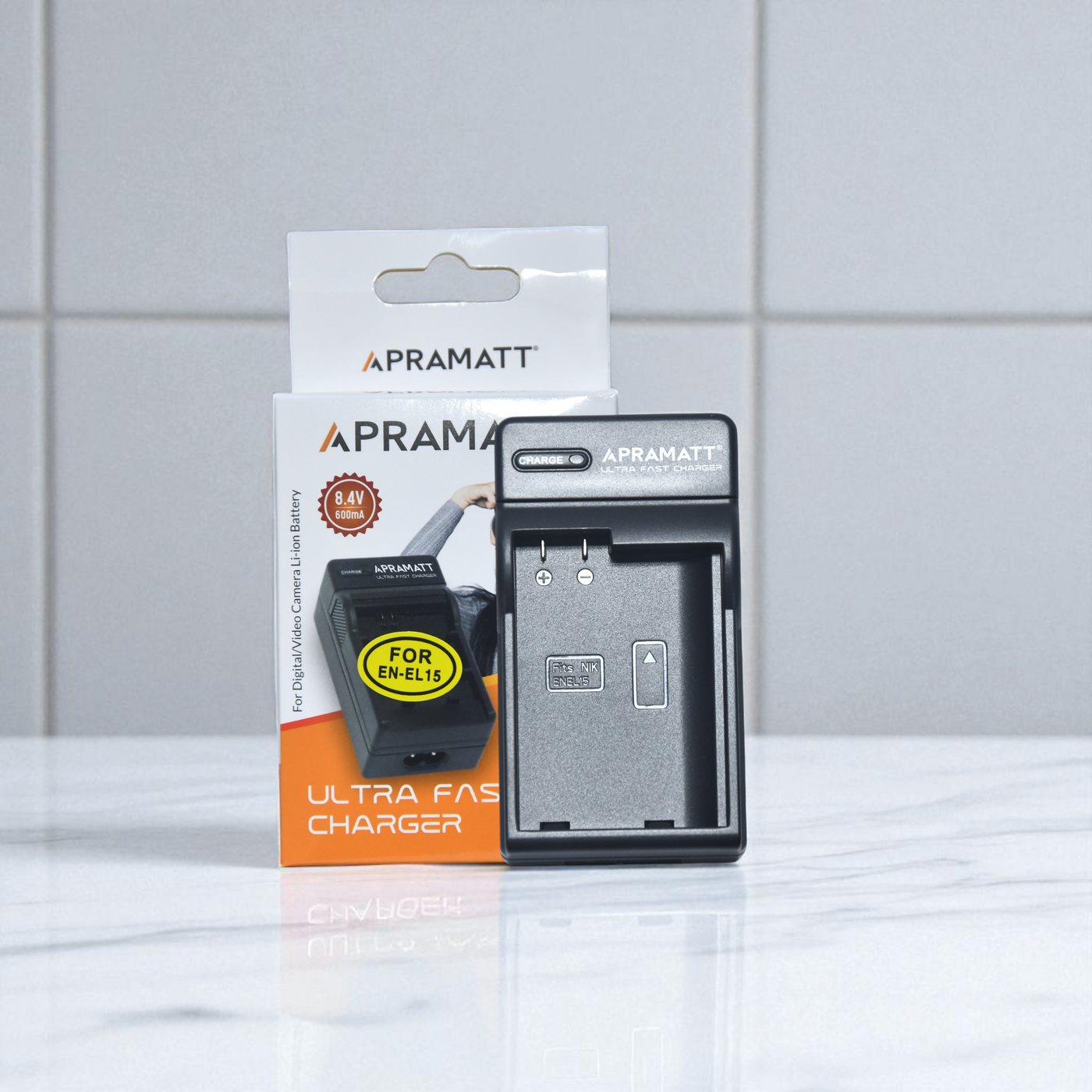 Apramatt Ultra Fast Charger for Nikon EN-EL15 Battery, Compatible with D7000, D7100, D7200, D7500, D500, D600, D610, D750, D800, D810, D850, Z5, Z6, Z7