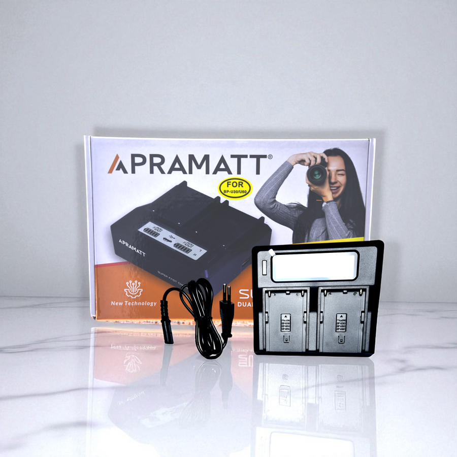 Apramatt Super Fast Dual LCD Charger for Sony BP-U60/U90 Battery, Compatible with PXW-FS7, PXW-FS5, PMW-200, PXW-Z190