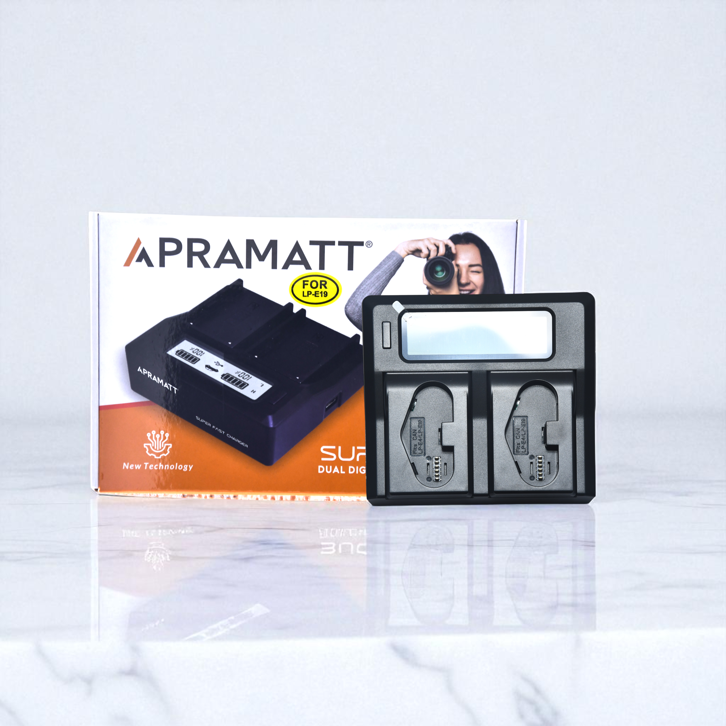 APRAMATT Super Fast Dual LCD Charger for LPE19, Compatible with EOS-1D X Mark III, EOS-1D X Mark II, EOS-1D X, EOS-1D Mark IV, EOS-1Ds Mark III