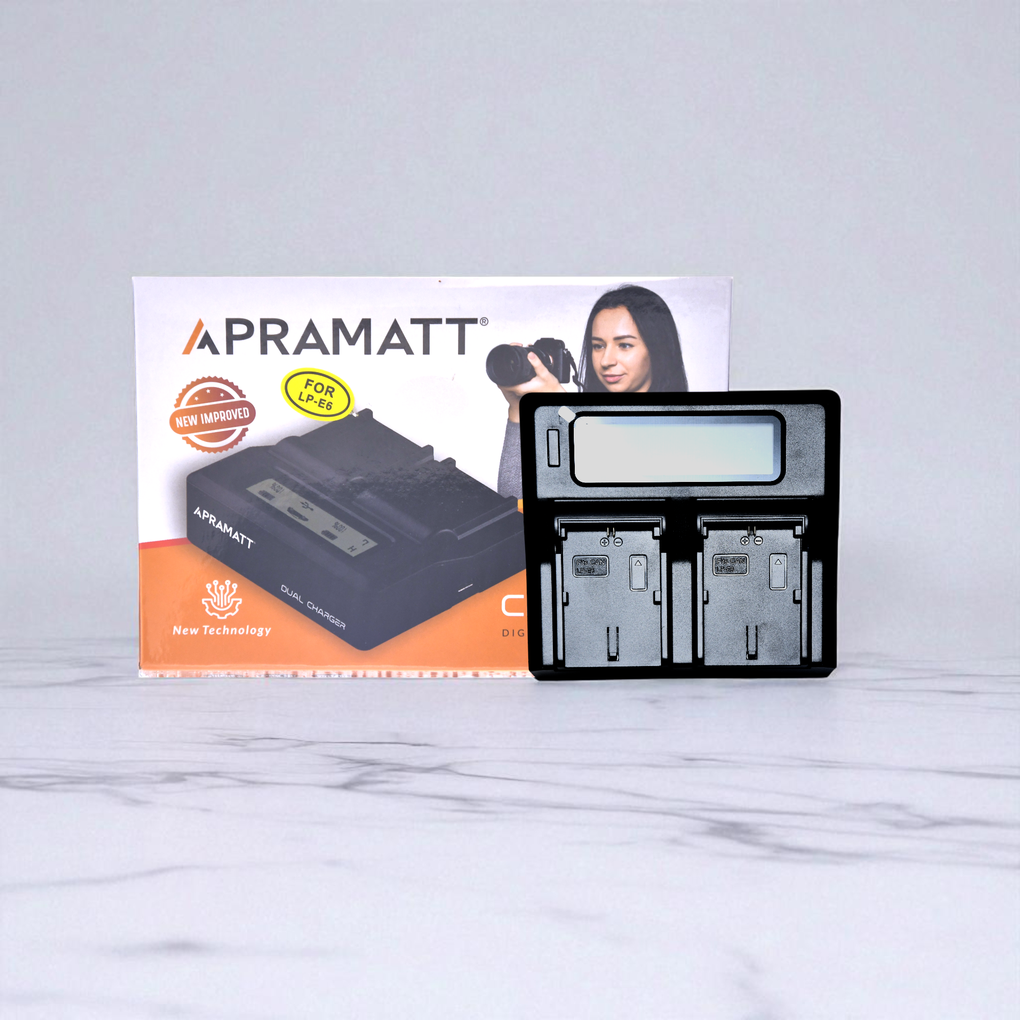 APRAMATT Dual LCD Charger LPE6 Box Packing, Compatible with Canon EOS 5D Mark II - 5D Mark IV, EOS 5DS - EOS 6D, 6D Mark II, EOS 7D - 7D Mark II, EOS 60D - EOS 80D, XC10 R5 - R6 II