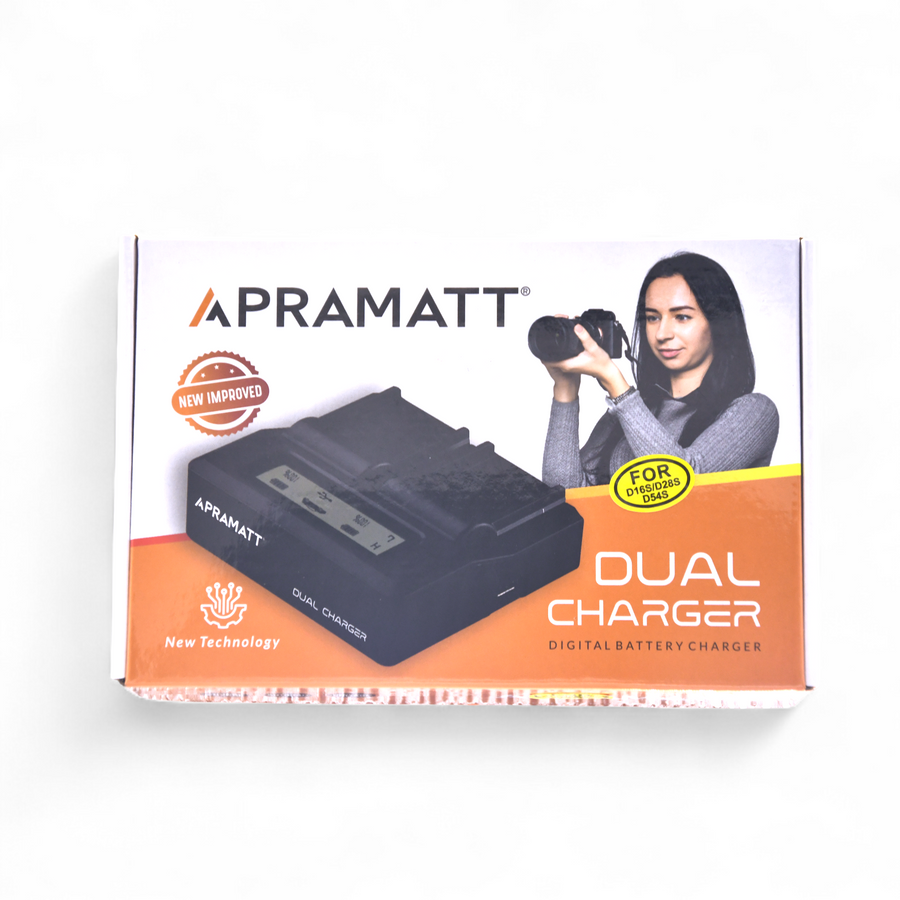 APRAMATT Dual LCD Charger for Panasonic CGA-D54S Battery, Compatible with AG-AC90, AG-DVX100/100A/100B, AJ-DA1, AJ-DS3, AJ-DX3EG