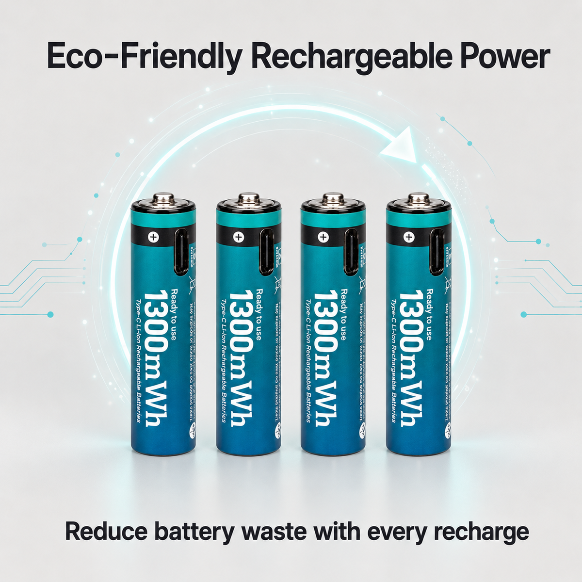 Rotator (AAA1300 Li-ion 2PL) Pack of 2, AAA Li-ion 1300mWh Capacity Type-C Rechargeable Battery