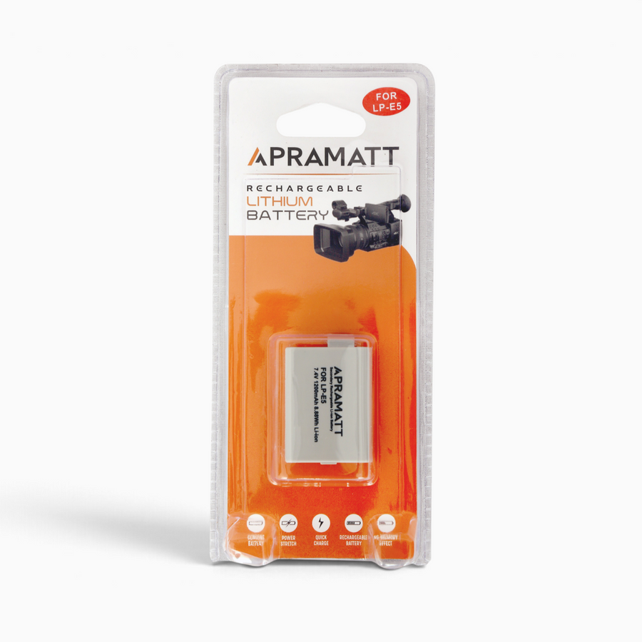Apramatt LP-E5 1200mAh Canon Camera Battery Compatible with EOS 450D 500D 1000D Kiss X2 X3 Rebel XSi Rebel T1i