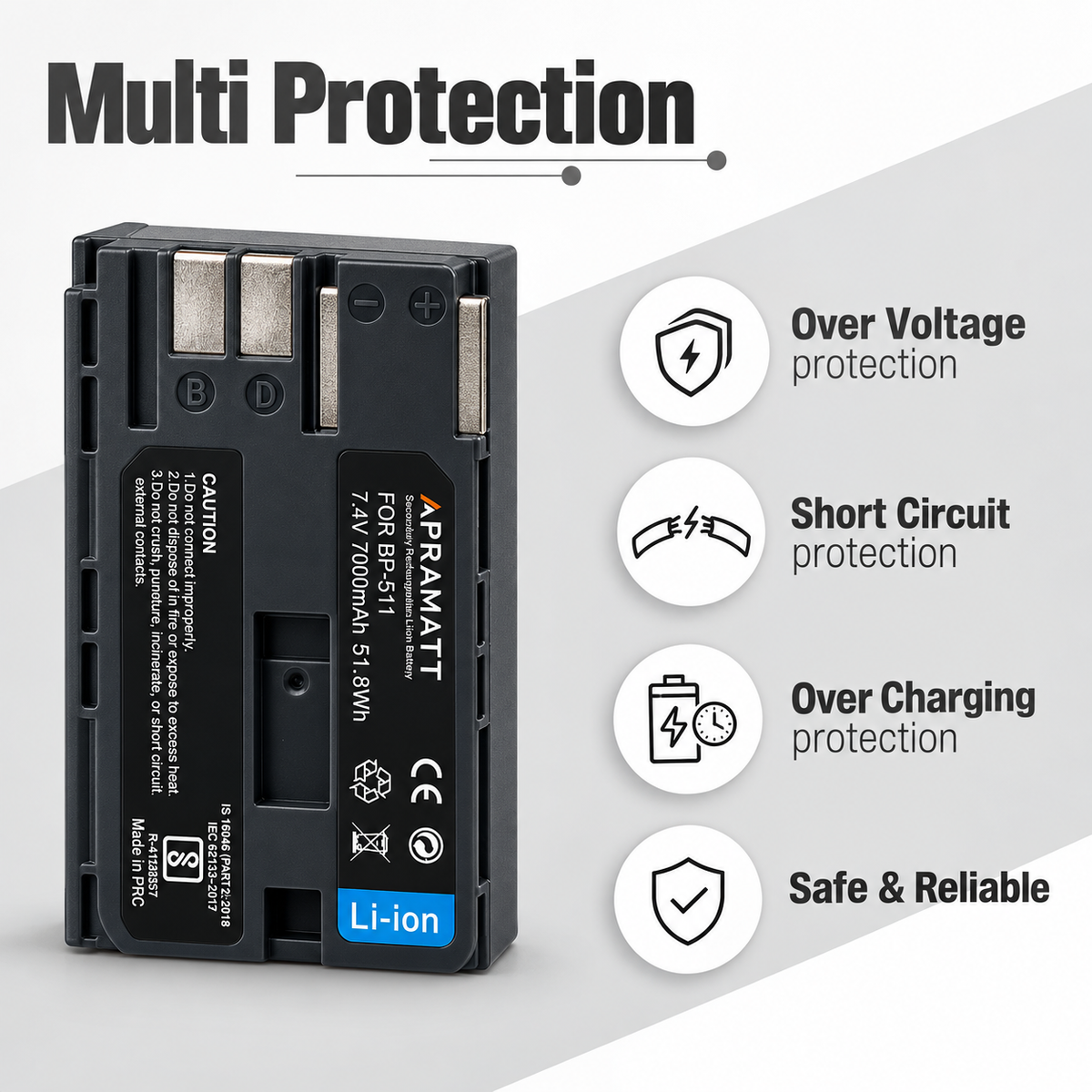 Apramatt BP-511 7000mAh Canon Camera Battery Compatible with EOS 5D 10D 20D 30D 40D 50D 300D D30 D60