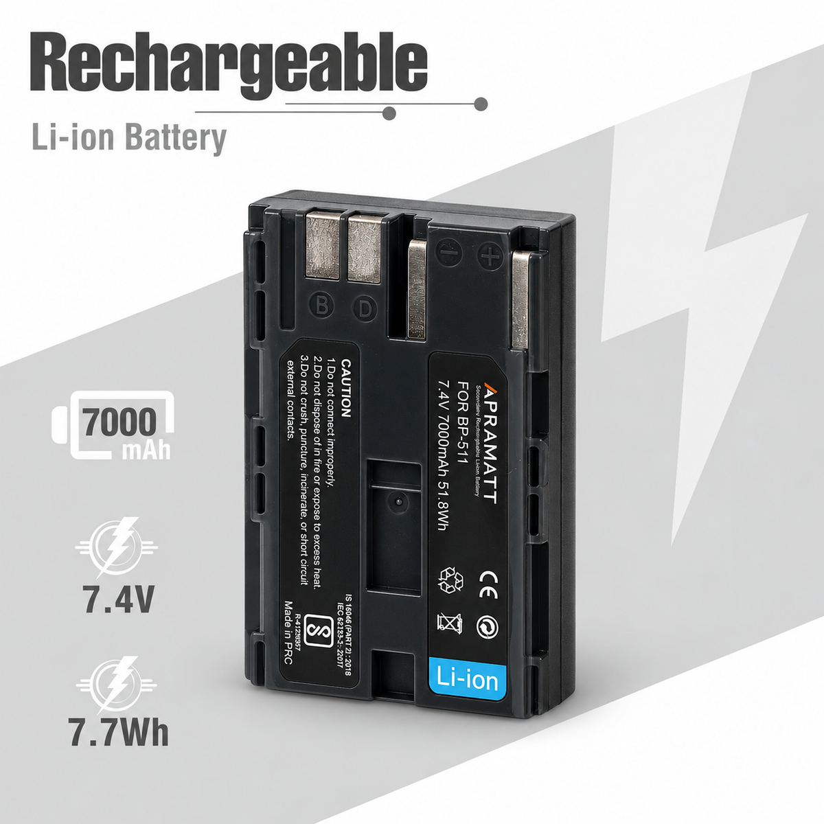Apramatt BP-511 7000mAh Canon Camera Battery Compatible with EOS 5D 10D 20D 30D 40D 50D 300D D30 D60