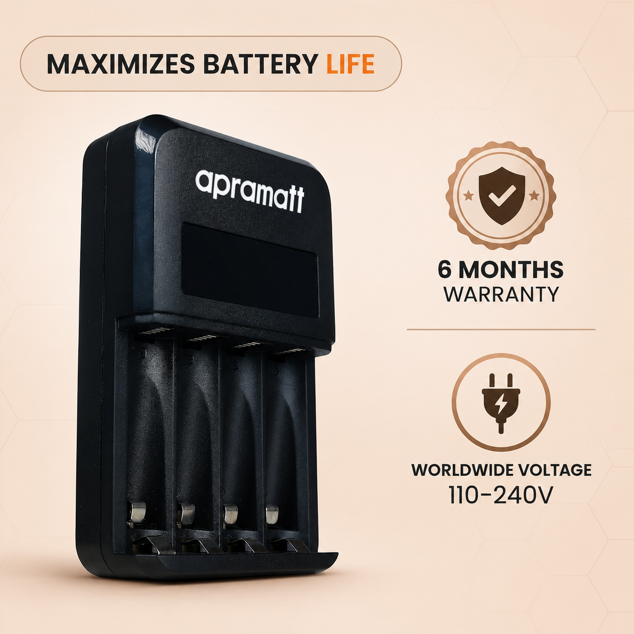 Apramatt Super Fast AA/AAA NiMH Rechargeable Battery Charger with Auto Cut-Off