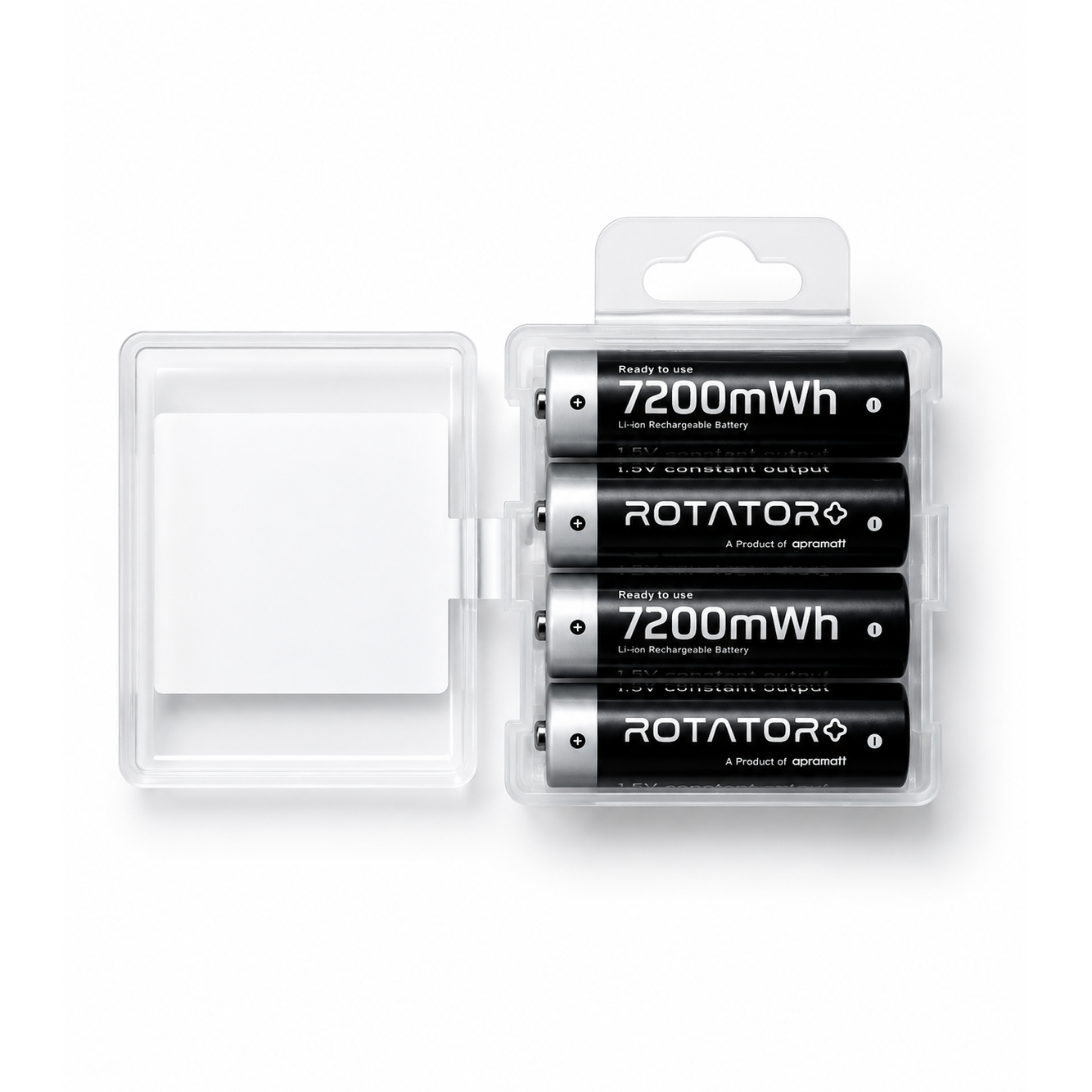 Rotator (AA7200 4PL) Pack of 4, AA Li-ion 7200mWh Capacity Rechargeable Battery