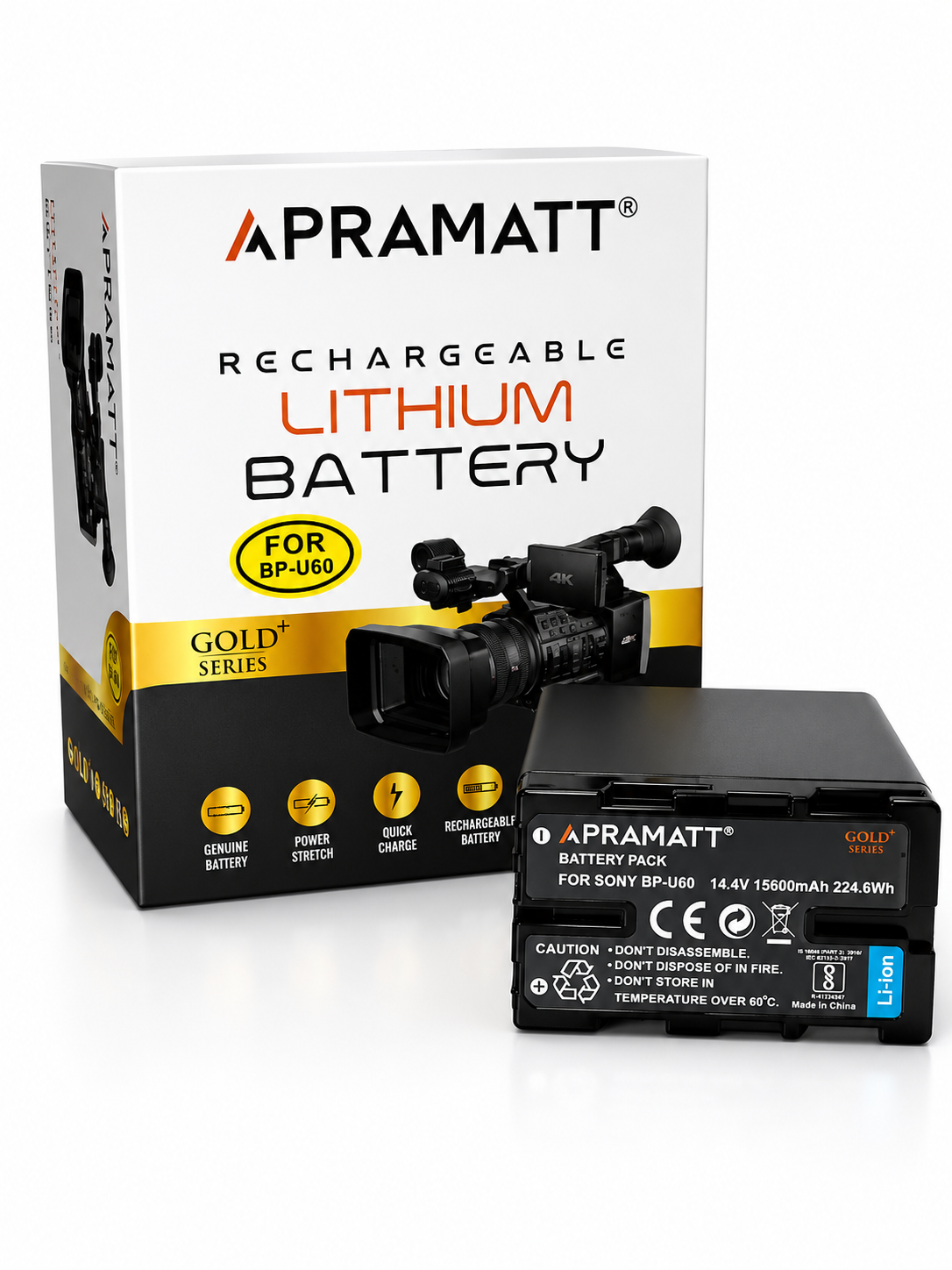 Apramatt DC BP-U60 15600mAh Sony Camcorder Battery Gold Plus Series