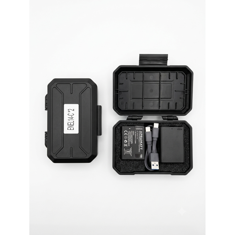 Apramatt DC EN-EL14A Li-Po Type C Nikon Camera Battery in Box Combo Compatible with D3100 D3200 D3300 D3400 D5100 D5200 D5300 D5500 D5600 P7800