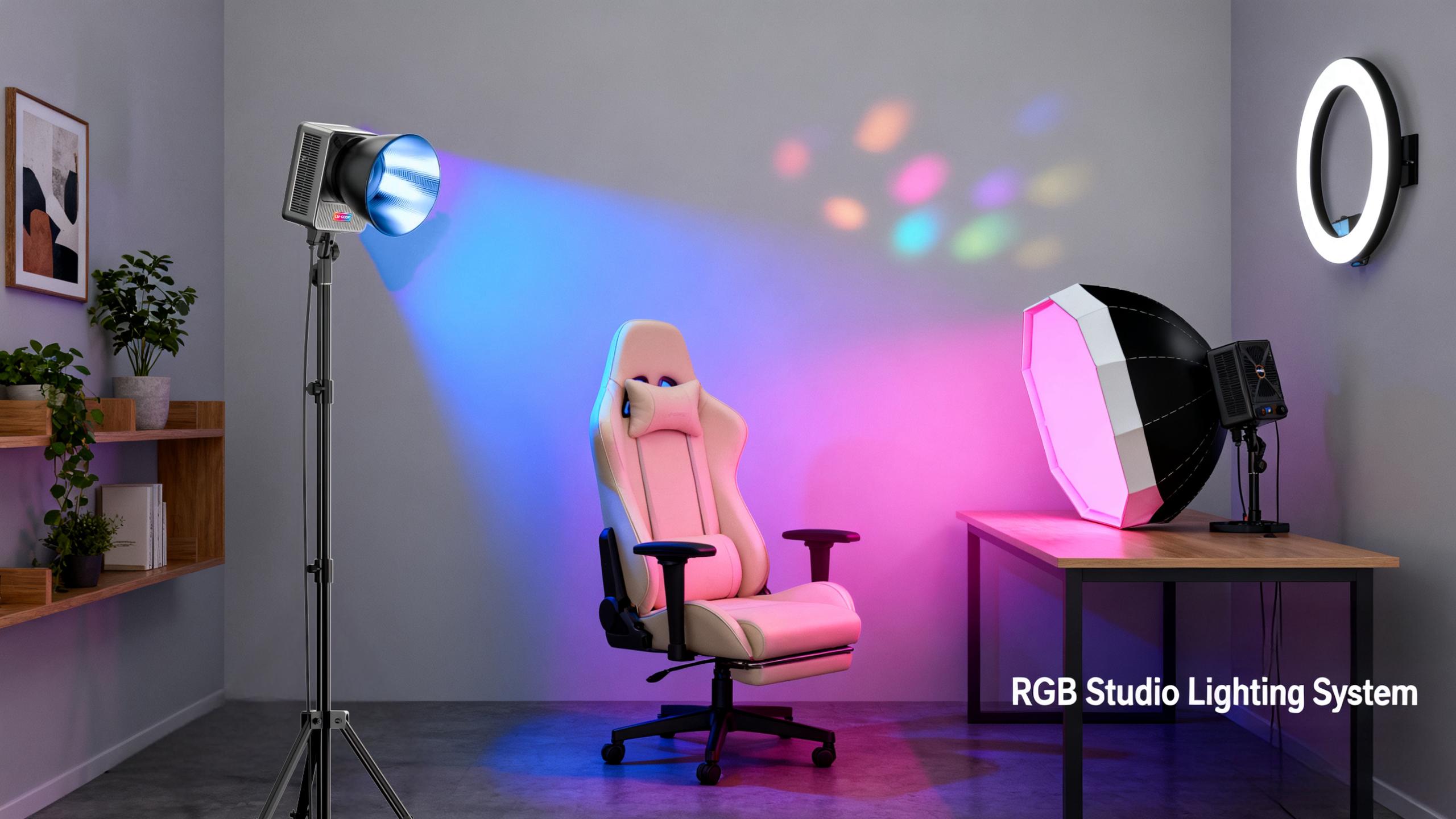 Lumens LM-600R RGB Studio Lighting System with Softbox