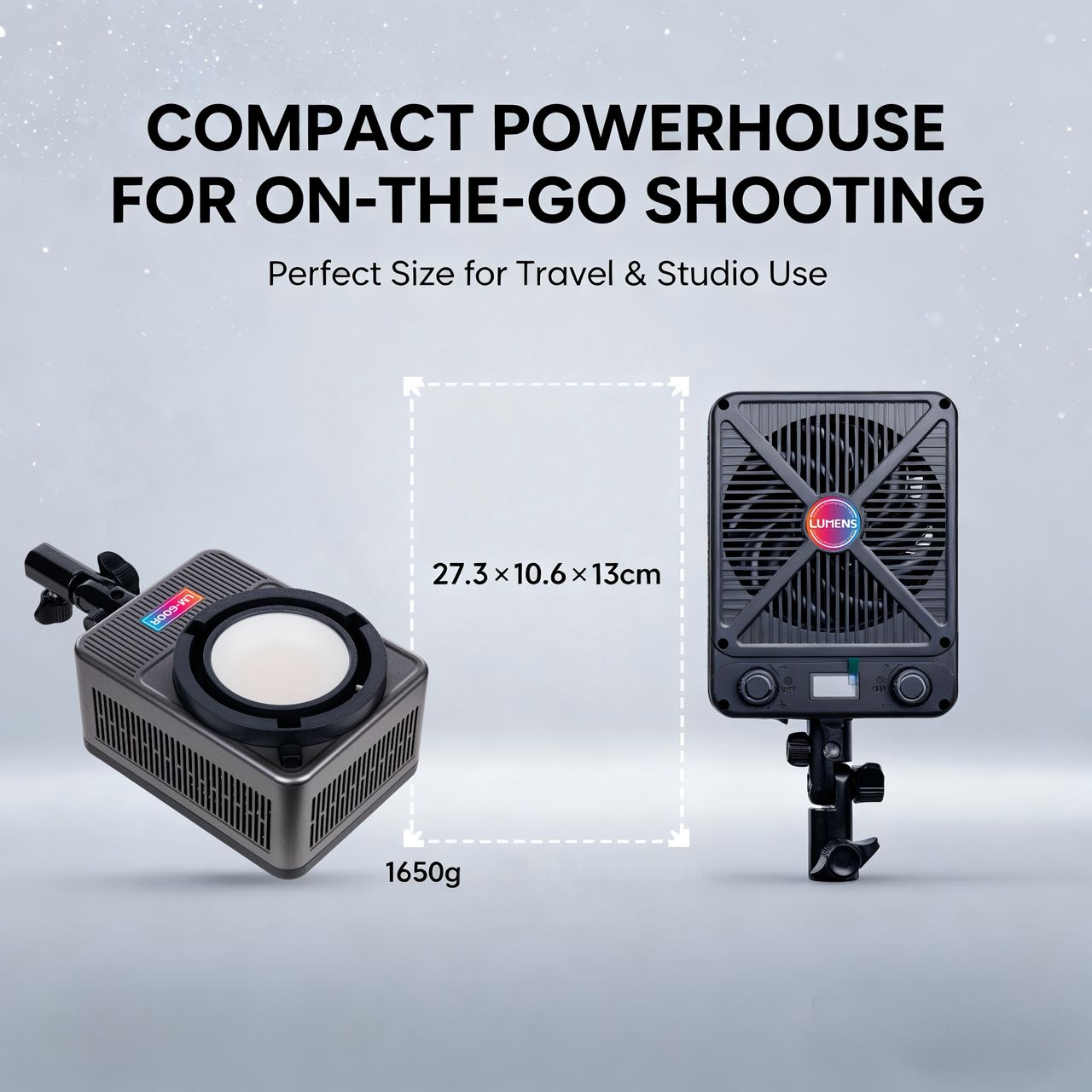 Lumens LM-600R Compact Powerhouse Size Comparison 1650g
