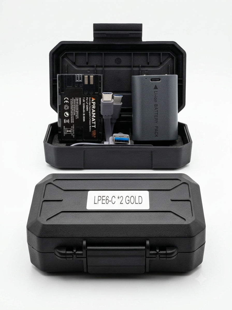 Apramatt DC LP-E6 Li-Pol C Type Canon Camera Battery Box Pack Combo